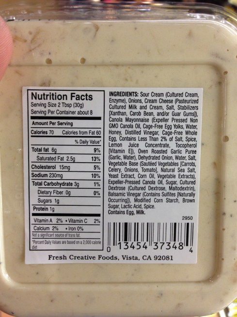 The "VEG" dip contains eggs AND milk (AND honey) so "VEG" can't mean vegan.