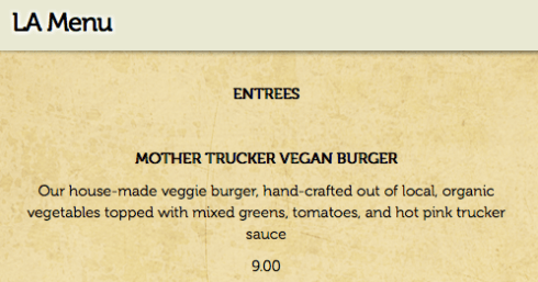 Green Truck menu