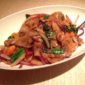 Vegan Drunken Noodles with gardein chick'n at Wazuzu in the Encore Hotel in Las Vegas