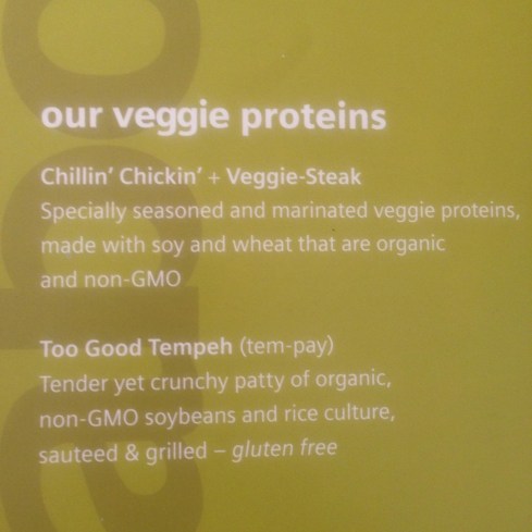 Veggie Grill menu from March, 2012